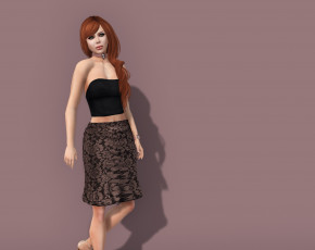 Картинка 3д+графика люди+ people девушка взгляд фон рыжая