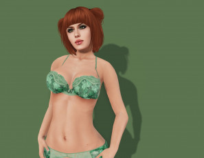 Картинка 3д+графика люди+ people девушка взгляд фон рыжая