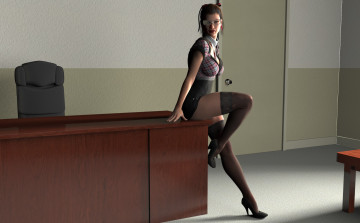 Картинка 3д+графика люди+ people девушка взгляд фон интерьер