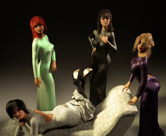 Обои картинки фото 3д графика, люди , people, фон, девушки, взгляд, интерьер