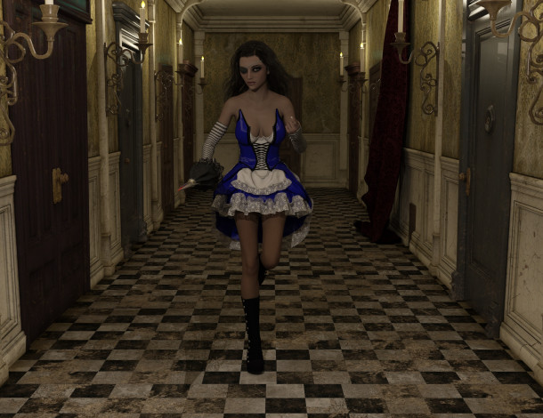 Обои картинки фото 3д графика, фантазия , fantasy, фон, девушка, взгляд