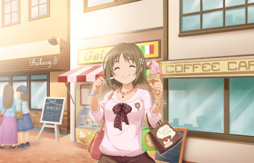 Картинка аниме idolm@ster девушка фон взгляд