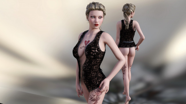 Обои картинки фото 3д графика, люди , people, девушка, взгляд, фон