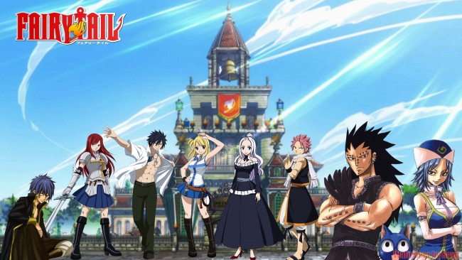 Обои картинки фото аниме, fairy tail, хвост, феи
