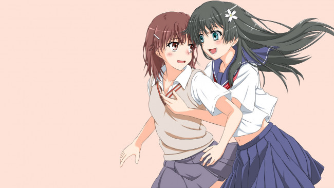 Обои картинки фото аниме, toaru majutsu no index, фон, взгляд, девушки