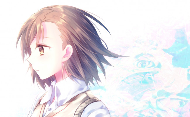 Обои картинки фото аниме, toaru majutsu no index, девушка, взгляд, фон