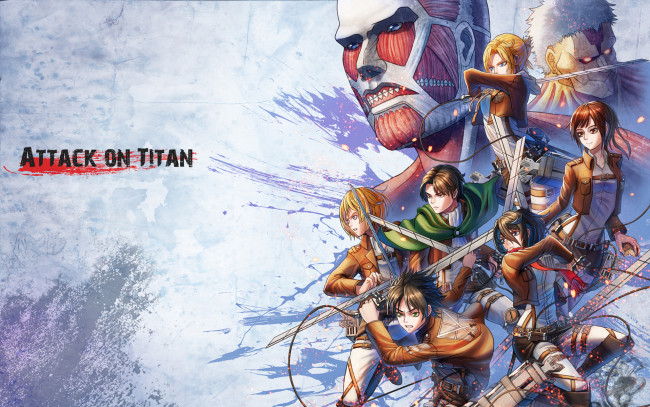 Обои картинки фото аниме, shingeki no kyojin, атака, титанов