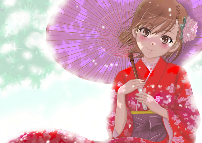 Обои картинки фото аниме, toaru majutsu no index, девушка, фон, взгляд