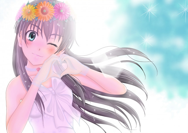 Обои картинки фото аниме, toaru majutsu no index, девушка, взгляд, фон