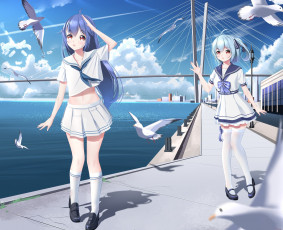 Картинка аниме unknown +другое+ девушки взгляд фон