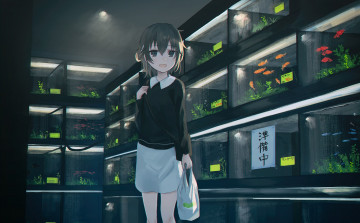 Картинка аниме unknown +другое+ взгляд девушка фон