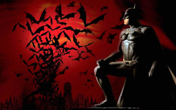 Картинка рисованное комиксы бэтмен супергерой маска плащ летучие мыши город