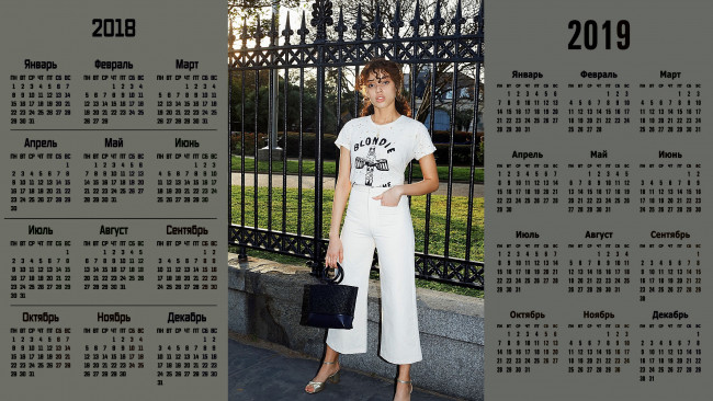 Обои картинки фото календари, девушки, сумка, взгляд