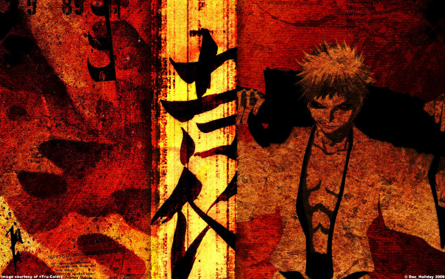 Обои картинки фото аниме, bleach, меч, оружие, hichigo, hollow, пустой