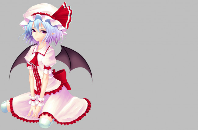 Обои картинки фото аниме, touhou, девушка, фон, взгляд