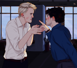 Картинка рисованное кино +мультфильмы драко малфой гарри поттер ссора спор