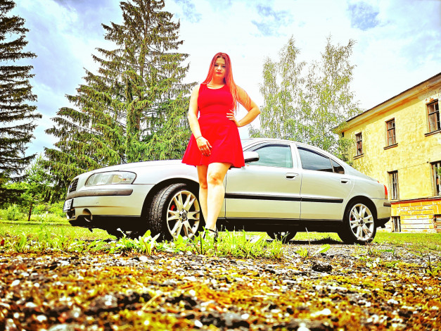 Обои картинки фото автомобили, -авто с девушками, volvo, s60