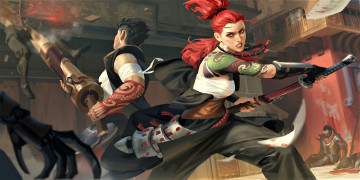 Картинка фэнтези люди оружие улица бой