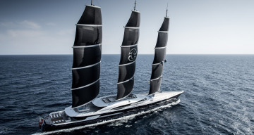 обоя корабли, яхты, океан, чёрный, яхта, паруса, чёрная, жемчужина, black, pearl