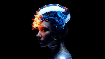 Картинка фэнтези девушки необычный шлем