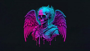 Картинка фэнтези нежить скелет в очках с крыльями