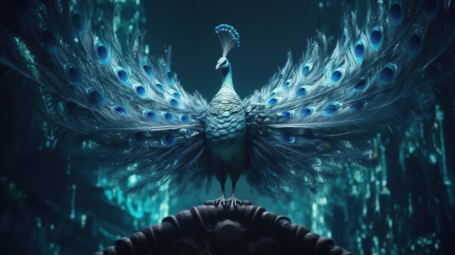 Обои картинки фото рисованное, животные, павлин