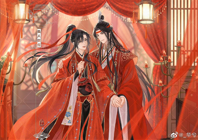 Обои картинки фото аниме, mo dao zu shi, вэй, усянь, лань, ванцзи, кувшин