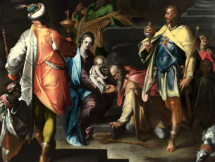 обоя bartholomaeus spranger - the adoration of the kings, рисованное, bartholomaeus spranger, люди, дети