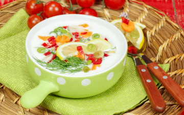 обоя еда, первые блюда, летний, суп, окрошка