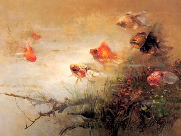 Обои картинки фото рисованные, животные, рыбы