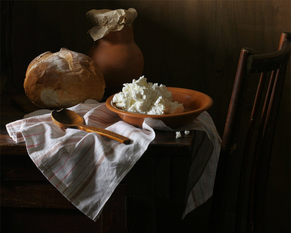 Обои картинки фото ира, быкова, творог, по, деревенски, еда, натюрморт