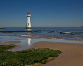 Картинка perch rock lighthouse new brighton england природа маяки irish sea ирландское море
