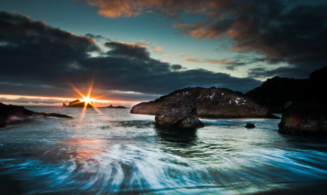 Обои картинки фото oregon, coast, природа, восходы, закаты, тихий, океан, pacific, ocean, скалы, закат