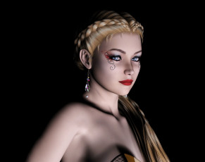 Картинка fr +fantine 3д+графика portraits+ портрет девушка взгляд грудь фон блондинка