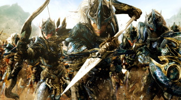 Картинка 3д+графика elves+ эльфы воины копьё лук сражение битва