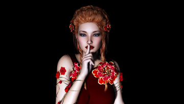 Картинка 3д+графика people+ люди девушка взгляд рыжая