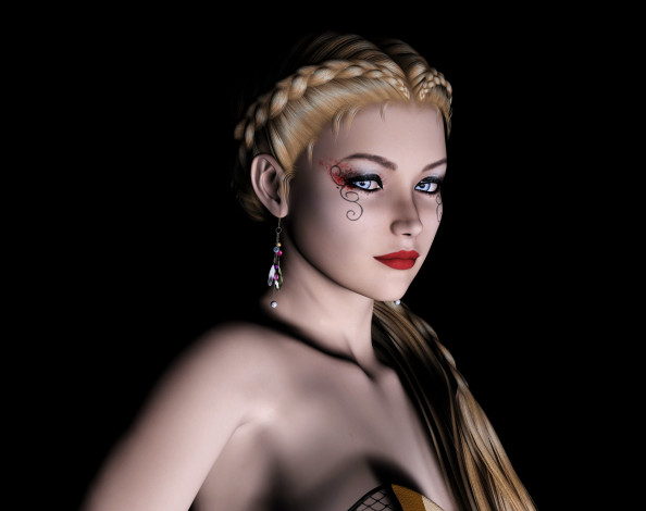 Обои картинки фото fr,  fantine, 3д графика, portraits , портрет, девушка, взгляд, грудь, фон, блондинка