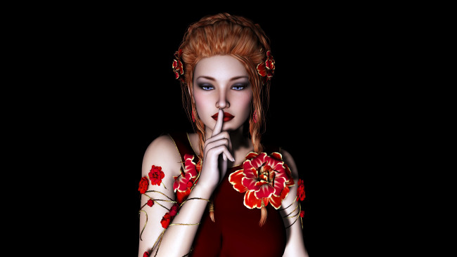 Обои картинки фото 3д графика, people , люди, девушка, взгляд, рыжая