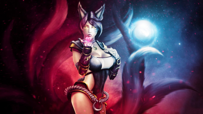 Обои картинки фото фэнтези, существа, league, of, legends, ahri