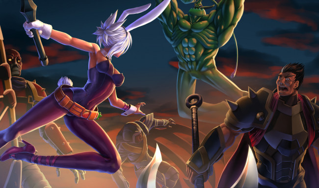 Обои картинки фото фэнтези, существа, the, secret, weapon, darius, zac, exile, riven, league, of, legends, singed
