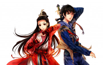 обоя видео игры, the legend of swordman, парень, фон, девушка