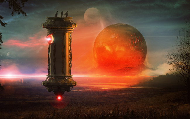 Обои картинки фото фэнтези, космические корабли,  звездолеты,  станции, col, price, observation, планета, наблюдение