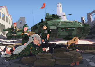 Картинка аниме girls+frontline взгляд девушки фон