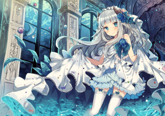 Картинка аниме unknown +другое девушка взгляд фон