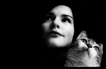 Картинка рисованное люди картина маслом кошка девушка черный цвет