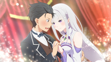Картинка аниме re +zero+kara+hajimeru+isekai+seikatsu фон девушка взгляд