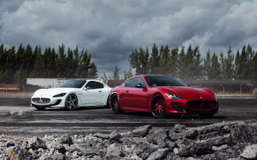 Картинка автомобили maserati белый мазерати красный камни