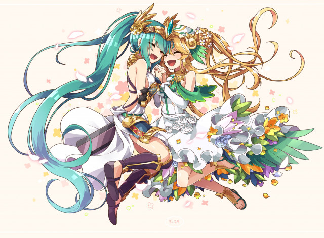 Обои картинки фото аниме, unknown,  другое, девушки, взгляд, фон