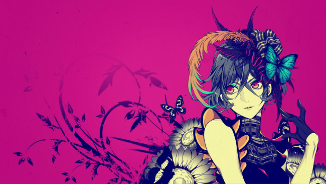 Обои картинки фото аниме, unknown,  другое, девушка, взгляд, фон