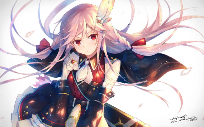 Обои картинки фото аниме, unknown,  другое, фон, взгляд, девушка